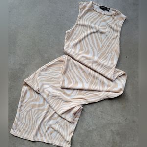 beige and white zebra maxi dress